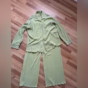 Amazon Women's Wide Leg Pants & Jumpsuit Set - Light Green